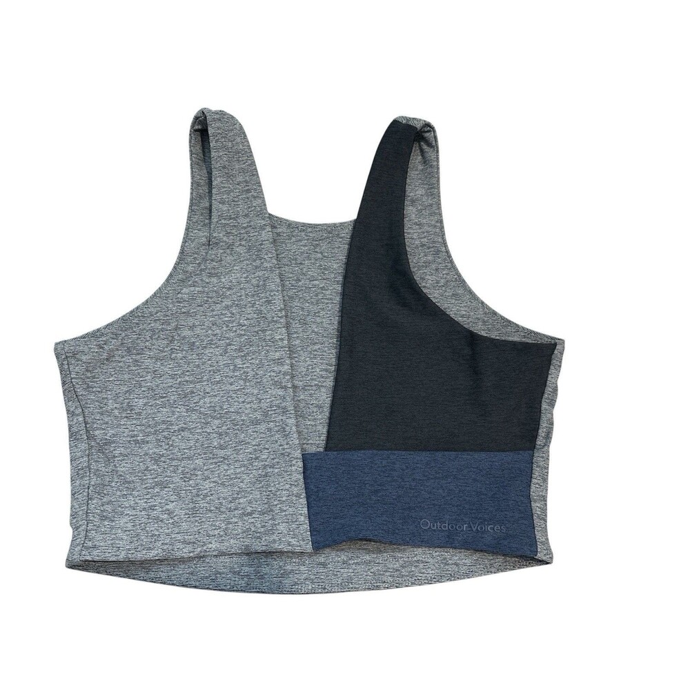 Outdoor Voices Venus Crop Top Bra Blue Gray Black Sports Bra Size M